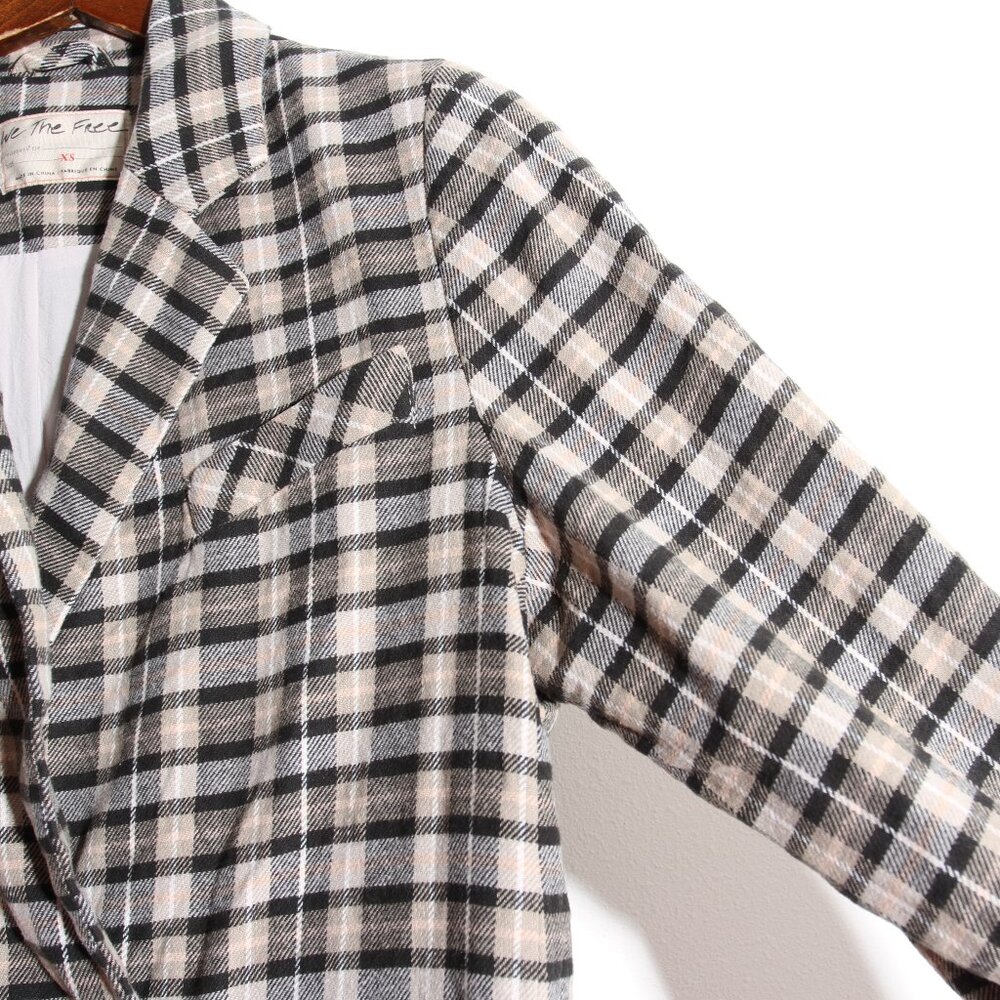 Free People We The Free Luminary Blazer Jacket Plaid Cotton Double Breasted XS - Picture 6 of 14